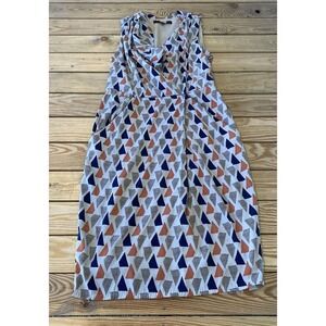 Eva Franco Patterned Sleeveless Midi Dress Size 8 Women’s Orange Tan